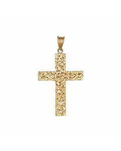 10K Yellow Gold Large Cobble Stone Cross Pendant