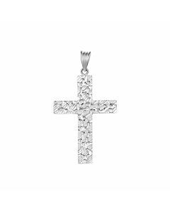 Silver Large Cobble Stone Style Cross Pendant