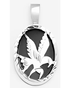 Silver Oval Onyx Eagle Pendant