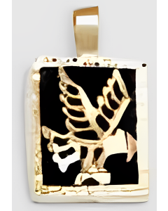 10K Yellow Gold Rectangular Onyx Eagle Pendant
