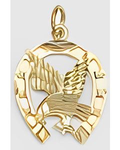 10K Yellow Gold Eagle in a Horseshoe Charm