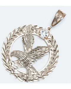 Silver Eagle in a C.Z Circle Pendant