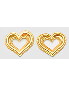 10K Yellow Gold Cute Heart Studs