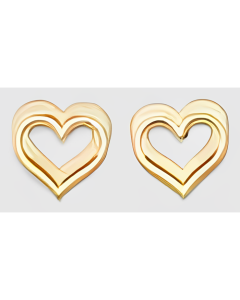10K Yellow Gold Double Heart Studs