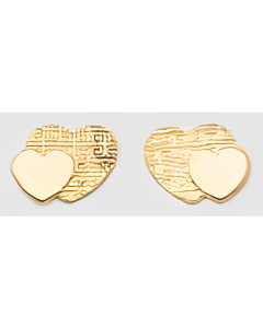 10K Yellow Gold Cute Double Heart Studs