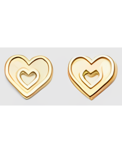 10K Yellow Gold Mini Double Heart Studs