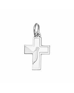 10K White Gold Cross With Dove Charm