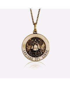 14K Yellow Gold Caridad Del Cobre Medallion Pendant