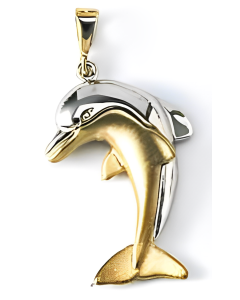10K Two Tone Dolphins Jumping in the Air Charm