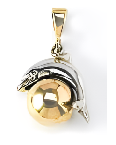 10K Two Tone Dolphin on a Ball Charm