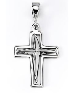 10K White Gold Star Cross Pendant