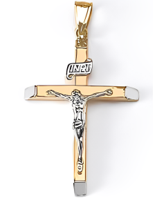 10K Two Tone Crucifix Pendant