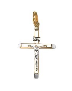 10K Two Tone Crucifix Pendant