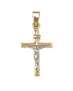 10K Two Tone Crucifix Pendant