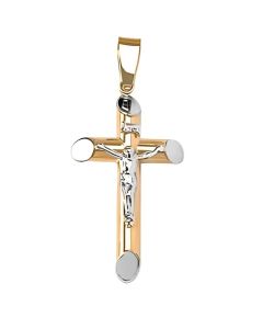 10K Two Tone Crucifix Pendant
