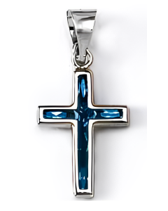 14K White Gold Cross With Stones Charm