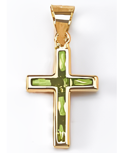 14K Yellow Gold Cross With Stones Charm