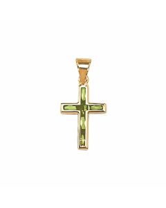 14K Yellow Gold Cross With Stones Pendant