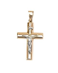 10K Two Tone Plain Crucifix Pendant