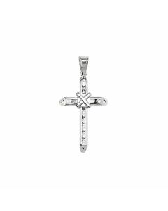 10K White Gold Cross With Stones and X Pendant