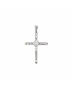 10K White Gold Cross With Stones and X Pendant