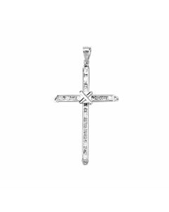 10K White Gold Cross With Stones and X Pendant