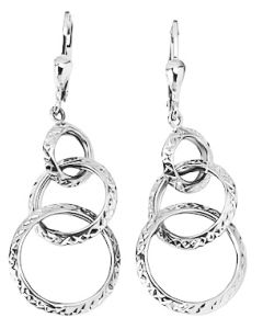Silver Circle Rings Drop Down Earrings