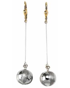 10K Two Tone Ball Drop Down Earrings