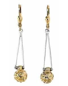10K Two Tone Fancy Drop Down Earrings