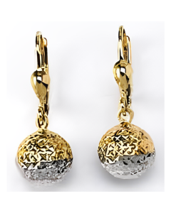 10K Two Tone Short Fancy Drop Down Earrings