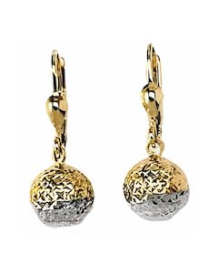 10K Two Tone Short Fancy Drop Down Earrings