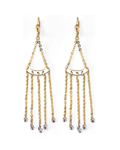 10K Two Tone Triangle Chandelier Drop Down Earrings