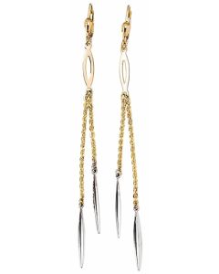 10K Two Tone Long Icicles Drop Down Earrings