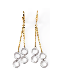 10K Two Tone Double Eternity Drop Down Earrings