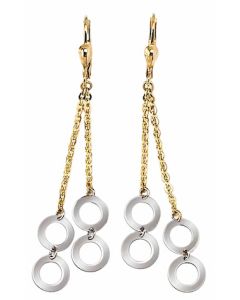 10K Two Tone Double Eternity Drop Down Earrings
