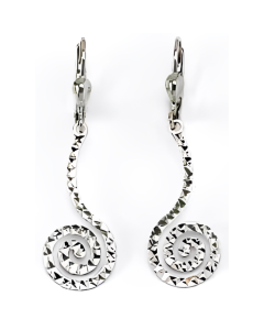 10K White Gold Spiral Drop Down Earrings