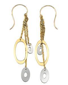10K Two Tone Long Glam Drop Down Earrings