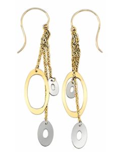 10K Two Tone Long Glam Drop Down Earrings