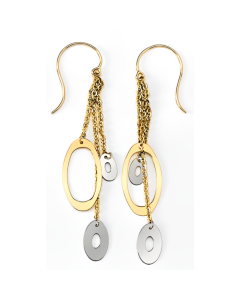 10K Two Tone Long Glam Drop Down Earrings