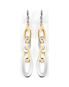 10K Two Tone Long Linked Drop Down Earrings