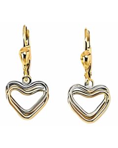 10K Two Tone Mini Drop Down Earrings