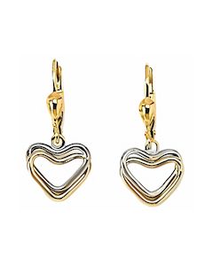10K Two Tone Mini Drop Down Earrings