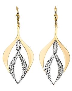 10K Two Tone Elegant Glam Drop Down Earrings