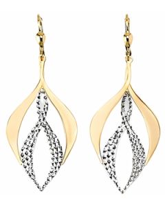 10K Two Tone Elegant Glam Drop Down Earrings