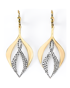 10K Two Tone Elegant Glam Drop Down Earrings