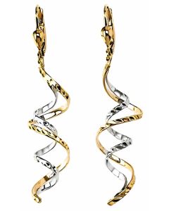 10K Two Tone Glam Funnel Drop Down Earrings