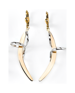 10K Two Tone Boomrang Drop Down Earrings