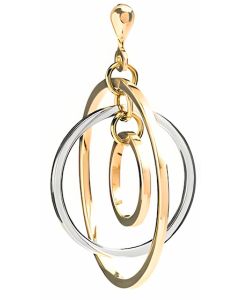 10K Two Tone Saturn Drop Down Earrings