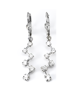 10K White Gold C.Z Snow Fall Drop Down Earrings