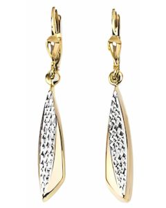 10K Two Tone Drop Down Earrings